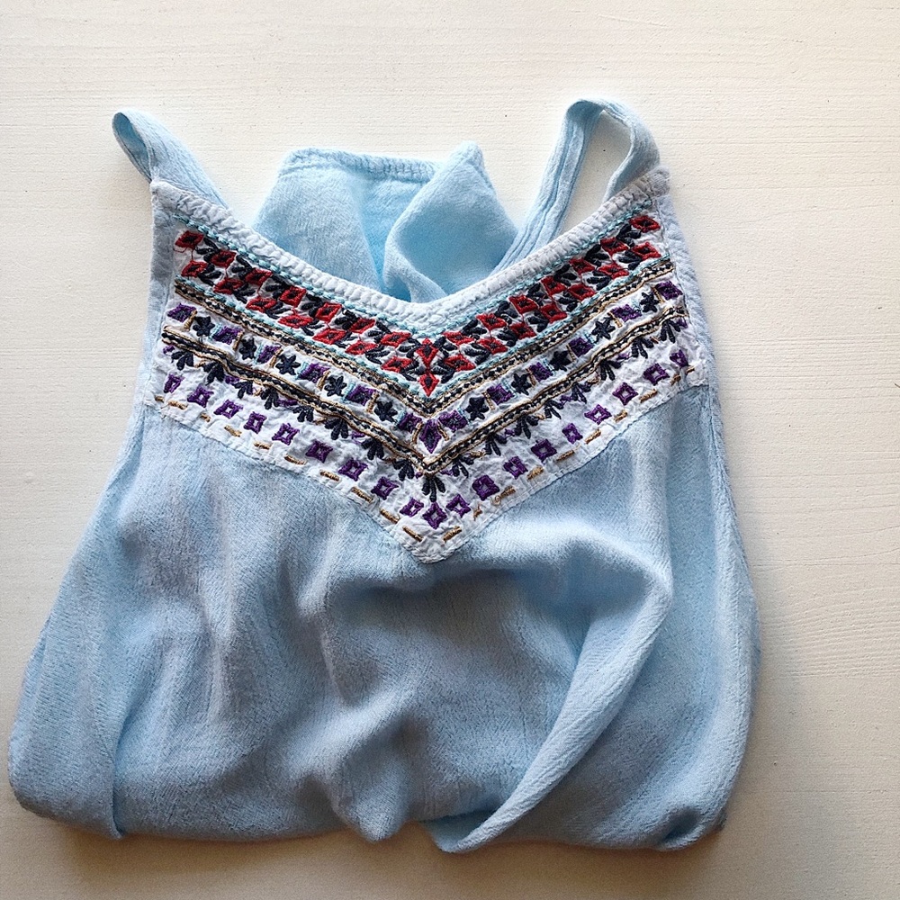 Light blue tribal print tank top